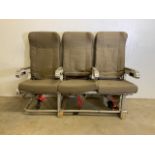 Three aeroplane seats. W:150cm x D:62cm x H:110cm