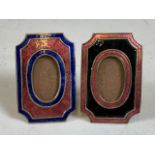 Two Guilloche enamel miniature photo frames. W:5cm x H:8cm