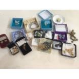 A selection of costume jewellery and brooches.