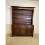 An oak 18th century style oak Welsh dresser. W:164cm x D:49cm x H:220cm