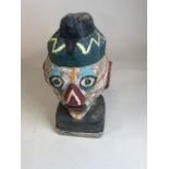 A french vintage painted head with glass eyes. Great for the garden W:21cm x D:24cm x H:39cm