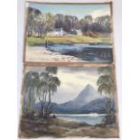 John Harold Bruce Lockhart 1889 1956 (Scottish) pair of lakescene watercolours on paper. Unframed.