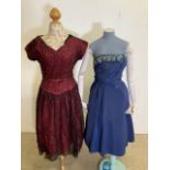 Two 1950s evening dresses. One by Chantelle with embellished silk bodice and the other by Peggy Page