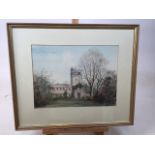 A watercolour of a country house by Ken Messer, British (1931- 2018) Painted circa 1981. Signed