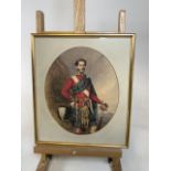 A framed watercolour of a Cameron Highlander signed W R Waters 1856W:34.5cm x H:39cm Frame