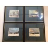 A series of four small oil paintings on oil paper signed in paper Graham.W:12cm x H:9.5cm