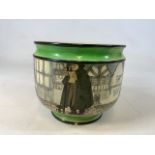 A Royal Doulton China planter with Victorian scenes. Flaking glaze on interior of the bowl and to