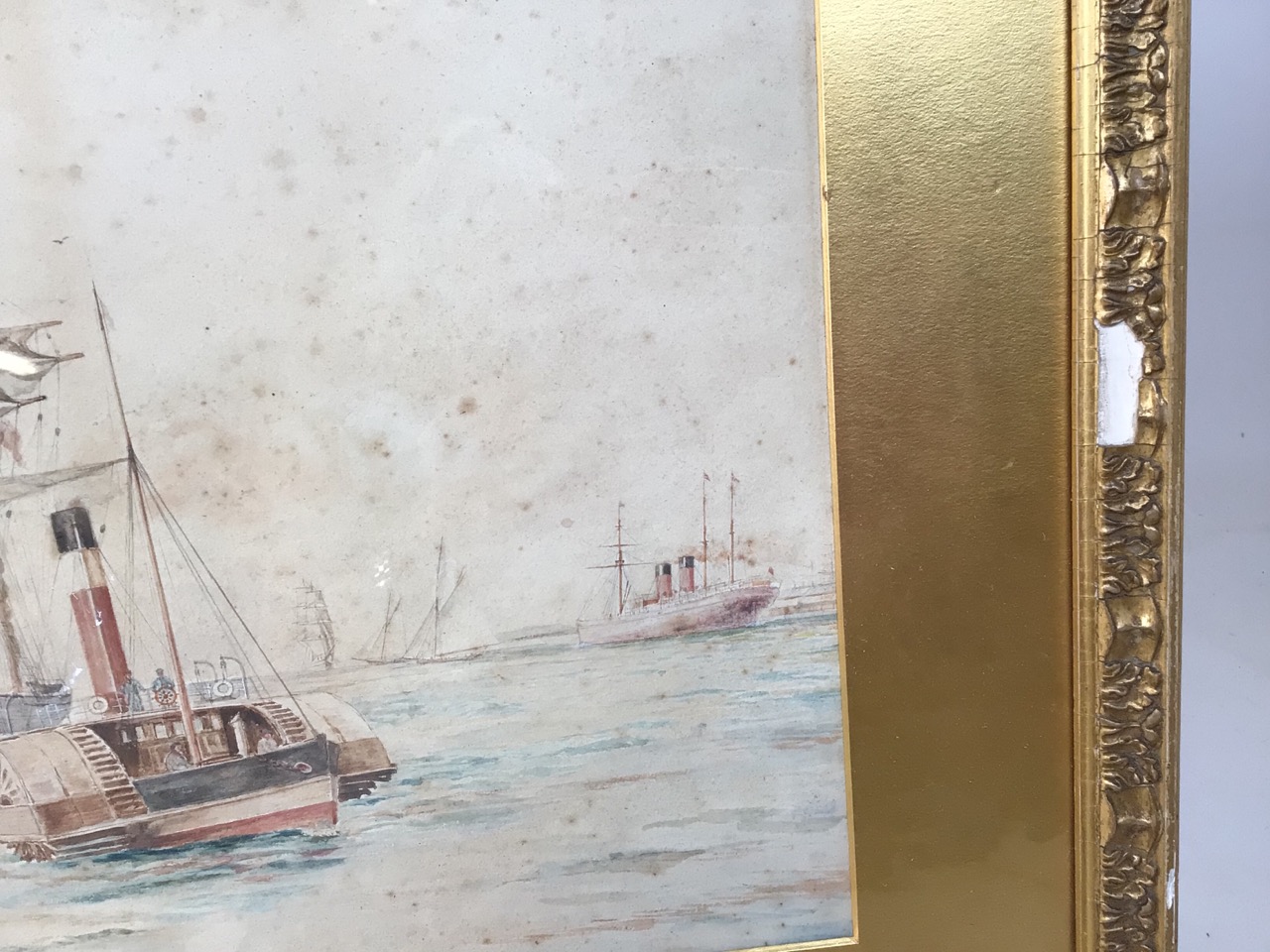 A watercolour of a maritime scene signed W. Barker W:70cm x H:50cm Frame dimensions - Image 4 of 4
