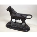 A bronze model of a bull after Bayre