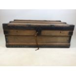 A large 19th century lead trunk with metal bound edges. W:97cm x D:60cm x H:36cm