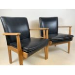Pair of Parker Knoll leather PK 733 Mark 2 arm chairs. Sprung base, maker’s marks to frames. W: