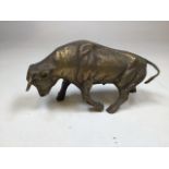 A bronze model of a bull W:23cm x H:13cm