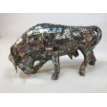 An abalone shell statue of a bullW:29cm x H:16cm