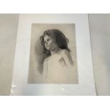 Life study of young girl, sketched to card stock by George Hodgson (1847 - 1921).W:65.5cm x H:81.