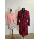 A vintage mens dressing gown and a mid century quilted bed jacket