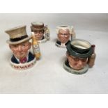 A collection of Royal Doulton character jugs. Tallest height 15cm