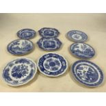A collection of Spode plates. Six from the Spode Blue Room Collection and three others