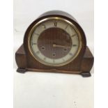 A mahogany arched case eight day clock with silvered dial with keyUntestedW:31cm x D:11cm x H: