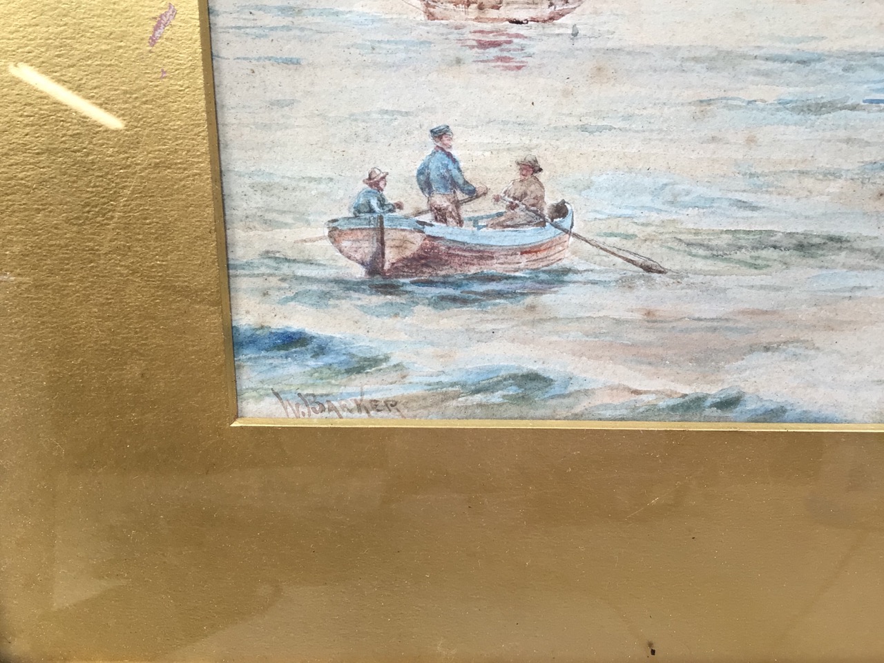 A watercolour of a maritime scene signed W. Barker W:70cm x H:50cm Frame dimensions - Image 3 of 4