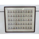 Players cigarette cards featuring RAF squadrons. Framed with fifty cigarette cards in individually