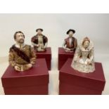 Four candle extinguishers from the Bronte Porcelain Tudor Collection: Queen Elizabeth I, Walter