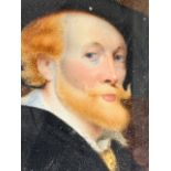 After Rubens self portrait on Ivory in gilt frame. W:11cm x H:15cm