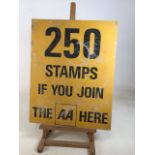 A double sided metal AA sign - advertising 250 stamps if you join here W:46cm x H:58cm