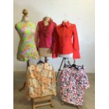 Blouses and tops from the 1970s includes lime green retro floral print top with ruffled hem and a