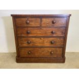 A Victorian mahogany chest of drawers with two short drawers of three long. W:117cm x D:50cm x H: