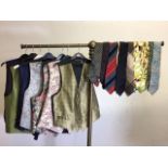 Mens waistcoats and ties. Seven waistcoats together with a collection of ties to include some