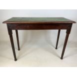 An oak Arts and crafts tiled top table. W:103cm x D:46cm x H:76cm