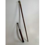 A three piece brass handled gentlemans walking stick also with a W Ottway and co ltd telescope. H: