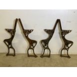 Two pair of french metal bench ends for ciname or boule. W:32cm x H:80cm