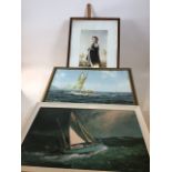 Two yachting prints together with another of royal interest from painting by Pietro Antigone W: