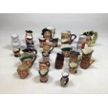 A collection of Toby jugs of varying sizes mainly Royal Doulton. Including Captain Hook, Sairey