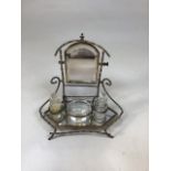 A dressing table set with bevelled mirror H:24cm