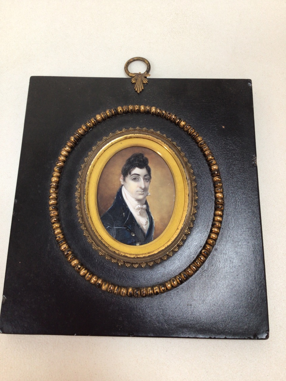 A miniature portrait of a Georgian gentleman in period frame W:14cm x H:16cm frame W:4.5cm x H:6cm