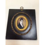 A miniature portrait of a Georgian gentleman in period frame W:14cm x H:16cm frame W:4.5cm x H:6cm