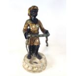 Large gilt painted snake charmer umbrella stand or hall rack figure in resin, with drip tray to