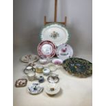 A collection of ceramics including a Worcester jug, Masons Mandalay items, Royal Doulton platter and