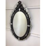 A Venetian style mirror with black decorative frame W:106cm x H:170cm