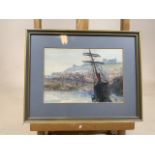 Sylvia Ketchley watercolour sketch at anchor. On paper. Image W:24cm x H:16cm