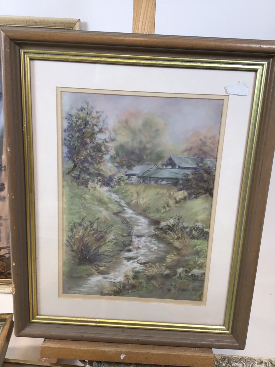 A pastel of a rural scene signed Josephine Faure together with a portfolio and other prints - Image 2 of 8