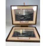 Two large etchings by Douglas Adams in gilt and oak frames. W:89cm x H:66cm
