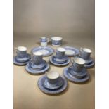 An early 20th century art nouveau style blue and white tea set Stella made for Oetzman & Co