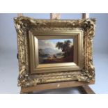 A Victorian oil on board in gilt frame. W:14.5cm x H:10cm