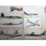 Seven original aeroplane illustrations for books by John Batchelor on watercolour board. Approx W: