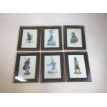 A set of six golfing prints mounted and framed W:26cm x H:34cm