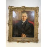 Oil on canvas of a gentleman in gilt frame. W:63cm x H:77cm