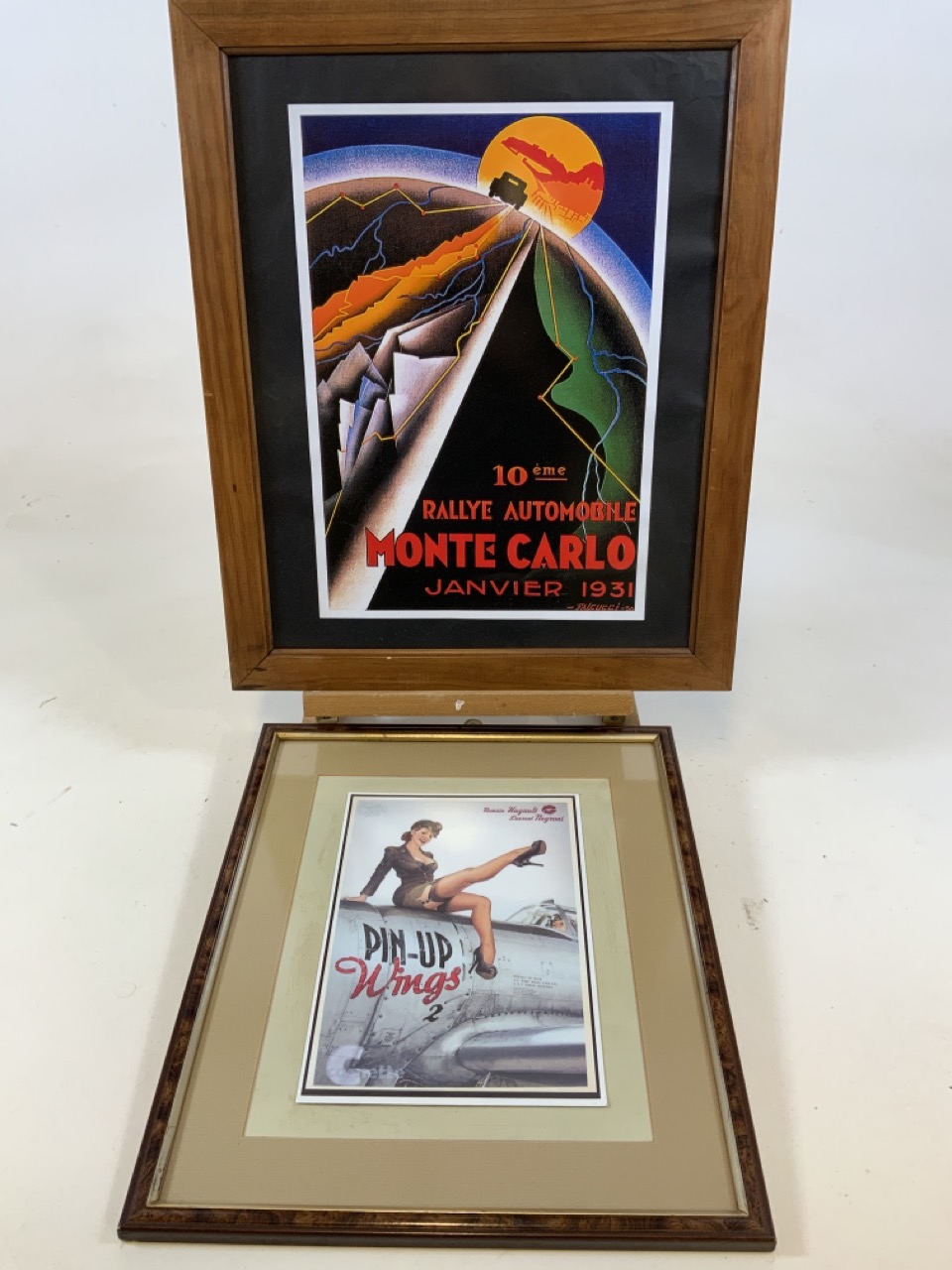 Two modern prints. Monte Carlo 1931 and a US army print Size inc frame approx W:40cm x H:48cm